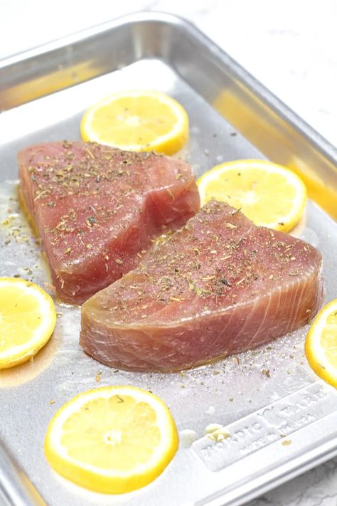 Broiled Tuna Steak Recipe, Tuna Filet Recipes, Fresh Tuna Steak Recipes, Bluefin Tuna Recipe, Cook Tuna Steak, Baked Tuna Steaks, Cooking Ahi Tuna, Fresh Tuna Recipes, Marinated Tuna Steak