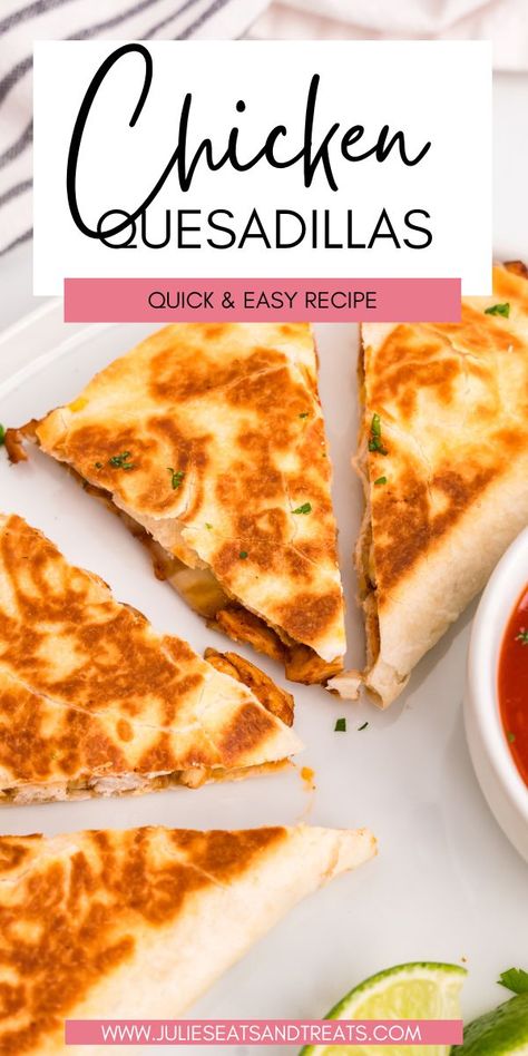 Tired of long and complicated meal prep? Try this quick and easy recipe for chicken quesadillas that can be made in under 30 minutes. Perfect for busy weeknights or last-minute gatherings. Easy Dinner Recipes Quesadilla, Chicken Quesadilla Blackstone, Chicken Cheese Quesadilla Recipe, Meal Prep Chicken Quesadilla, Simple Chicken Quesadilla Recipe, Chicken Cheese Quesadilla Easy, Crock Pot Chicken Quesadillas, How To Make A Chicken Quesadilla, Quesadilla Ideas Dinners