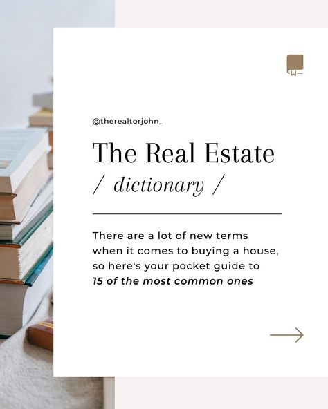 Appraisal? PMI? Pre-approval? 👀 These are all terms you might hear as a homebuyer. In fact, there are quite a few real estate terms you might not be familiar with... and that's ok! 📓 I've put together this handy pocket guide to help you! Inside, you'll find some of the most common real estate terms. So, swipe through for a quick overview of each one 👉 And be sure to save this post as a resource, or send it to someone who's buying a home 🏡✔️ #homebuying #realestatete #homebuyingtip... Real Estate This Or That, Real Estate Facts, This Or That Real Estate Posts, Real Estate Terms Definitions, Real Estate Terms To Know, Real Estate Did You Know Post, Real Estate Sellers Guide, Sellers Guide Real Estate, Real Estate Terms