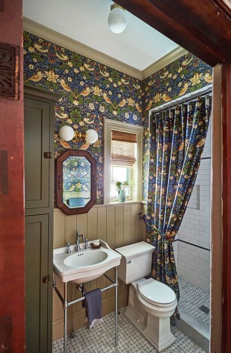 Bird Bathroom, Bath Showroom, Chicago Interior Design, Award Winning Kitchen, Kitchen Studio, Powder Room Decor, Eclectic Bathroom, Custom Shower Curtains, Studio Kitchen