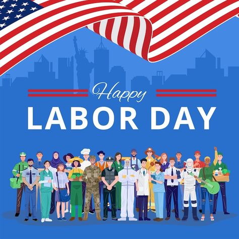 Happy labor day. various occupations peo... | Premium Vector #Freepik #vector #american-background #usa-background #labours-day #american Happy Nurses Day, School Board Decoration, Thank You Veteran, Public Housing, International Days, Santa Cruz California, Pet Allergies, Nurses Day, Happy Labor Day