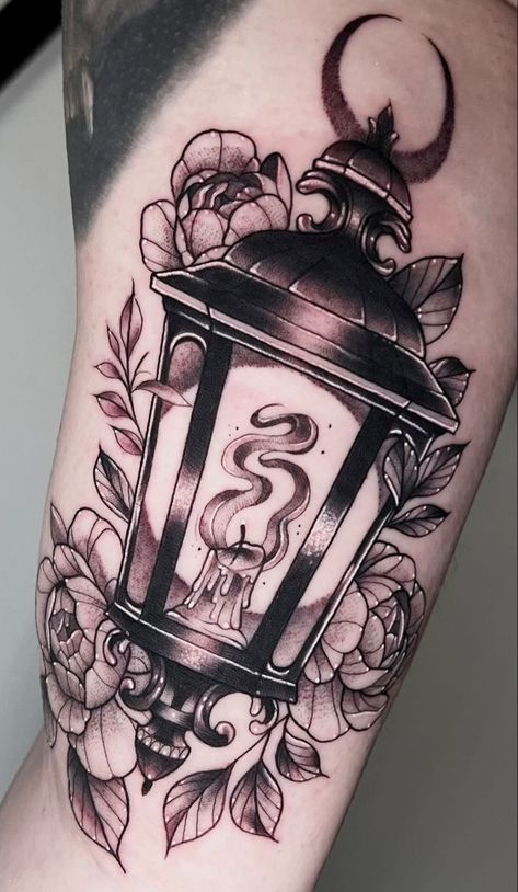 Candle Lantern Tattoo, Tattoo Lantern, Mountain Scene Tattoo, Gothic Lantern, Lantern Tattoo Design, Chicken Tattoo, Scene Tattoo, Lantern Tattoo, Bookish Tattoos