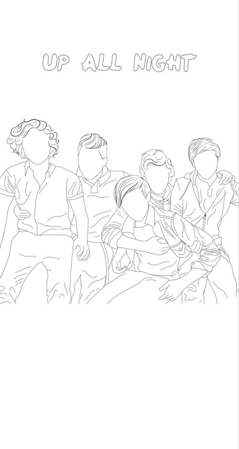 One Direction Outline Drawing, Drawing One Direction, One Direction Outline, One Direction Up All Night, 1d Drawings, One Direction Tattoos, One Direction Collage, One Direction Drawings, Cd Wall Art