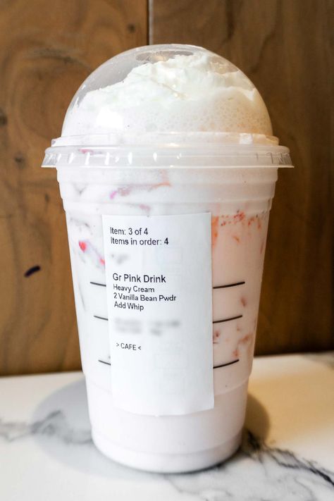 TikTok Pink Drink (Starbucks Secret Menu): What It is and How to Order It - Coffee at Three Starbucks Pink Drink Order, Starbucks Pink Drink Recipe, Pink Drink Starbucks, Starbucks Cookies, Starbucks Pink Drink, Menu Coffee, Pink Drink Recipes, Starbucks Bottles, Drink Starbucks