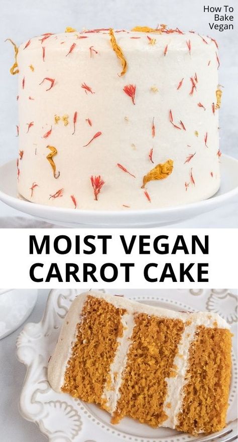 Carrot Vegan Cake, Simple Vegan Cake, Best Vegan Carrot Cake, Desserts Spring, Korean Bakery, Whole Foods Cake, Vegan Carrot Cake Recipe, Vegan Cupcake, Cardamom Cookies