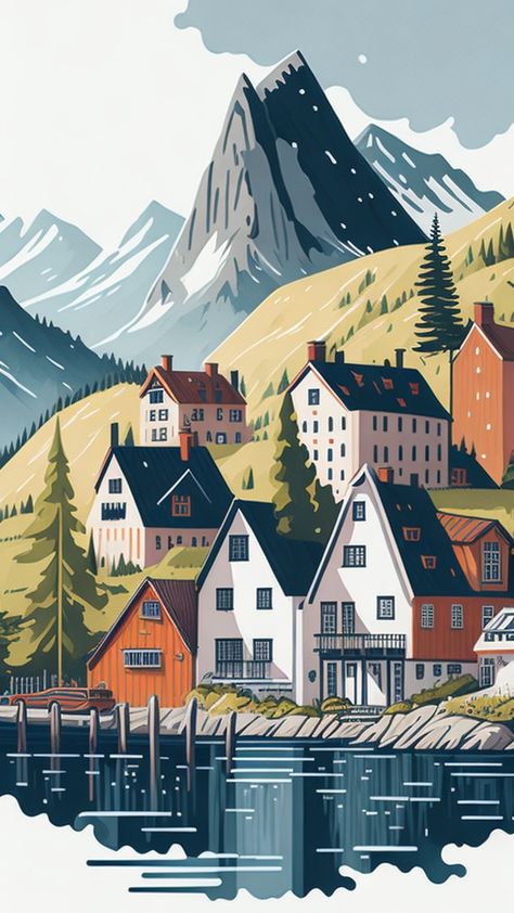 Sweden Drawing, Marquetry Furniture, Nordic Beauty, Friend Vibes, Exterior Murals, Swedish Language, Art To Draw, Stunning Scenery, Swedish Art