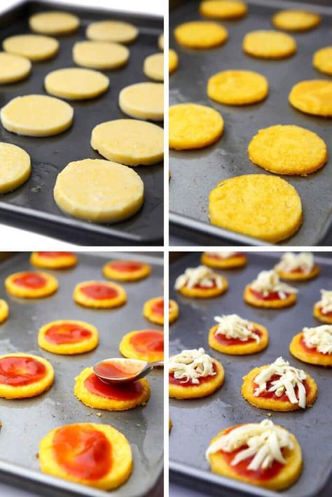 Polenta Rounds Recipes, Easy Gluten Free Appetizers Finger Foods, Polenta Toppings, Easy Polenta Recipes, Vegan Polenta Recipes, Baked Polenta Rounds, Baked Polenta Recipes, Polenta Dishes, Polenta Appetizer