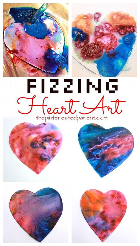 Fizzing heart baking soda and vinegar heart paint eruptions. Science and art fun for kids perfect for Valentines Day or any time. Also great for fine motor skills. Arts and crafts activities for kids & toddlers. Heart Baking, Arts And Crafts Activities, Quotes Valentines Day, Baking Soda And Vinegar, February Crafts, Valentine's Day Crafts For Kids, Preschool Valentines, Valentine Activities, Valentine Crafts For Kids