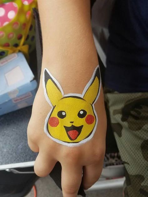 Pikachu Face Paint Easy, Face Painting On Hand, Face Painting Cheek Art, Small Easy Face Painting Ideas, Easy Face Painting Ideas For Kids Boys, Pokemon Face Paint Easy, Small Face Painting Ideas Cheek Art, Face Painting For Kids Easy, Cheek Face Painting Ideas