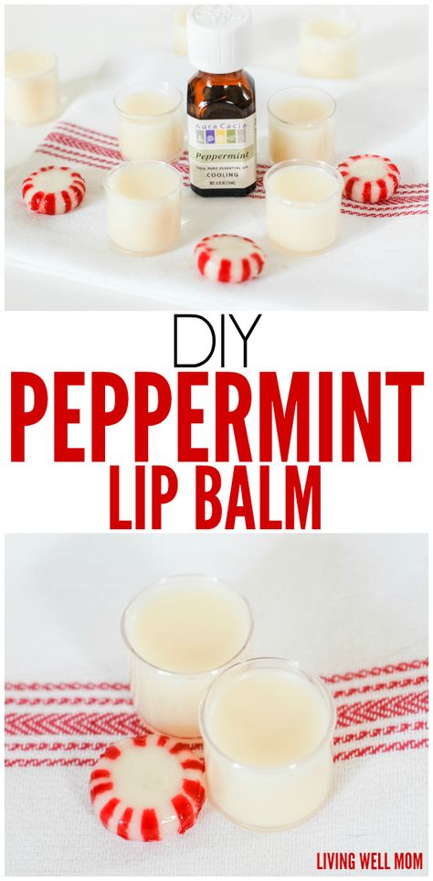 Using just three all-natural ingredients (including essential oils), this DIY Peppermint Lip Balm only takes about 10 minutes to make! Make it for yourself or as a perfect homemade gift! Peppermint Lip Balm Recipe, Diy Peppermint Lip Balm, Lip Balm Recipe, Health Coconut Oil, Balm Recipe, Peppermint Lip Balm, Lip Balm Recipes, Homemade Lip Balm, Coconut Oil Uses