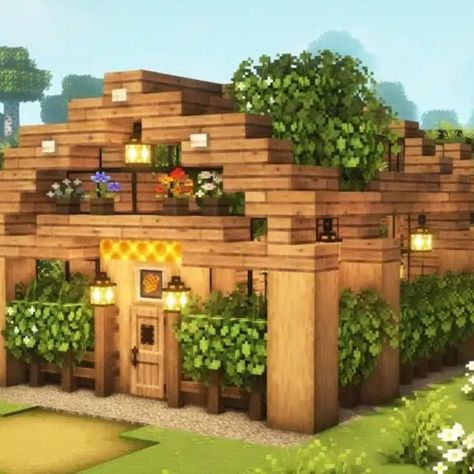 Cottagecore Bee House Minecraft, Bee Sanctuary Minecraft Build, Bee Garden Minecraft, Honey Farm Minecraft, Minecraft Ideas Cottagecore, Minecraft Honey House, Beehive Minecraft Ideas, Bee Enclosure Minecraft, Minecraft Honey Farm