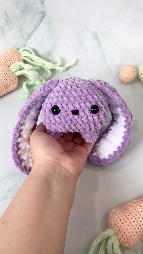 Free Purple Crochet Patterns, Crochet Patterns Purple Yarn, Purple Crochet Patterns Free, Bunny Ear Pattern Free, Floppy Ear Bunny Crochet Pattern Free, Crochet Ideas Purple Yarn, 2023 Crochet Patterns, Floppy Ear Bunny Crochet Pattern, Floppy Eared Bunny Crochet