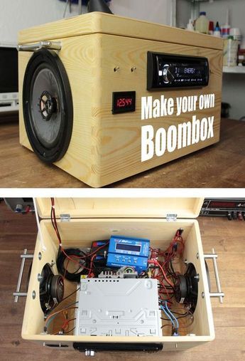 Diy Car Audio, Diy Boombox, Car Audio Battery, Diy Hanging Shelves, Diy Tech, Diy Speakers, Speaker Box, 12v Led, Diy Car