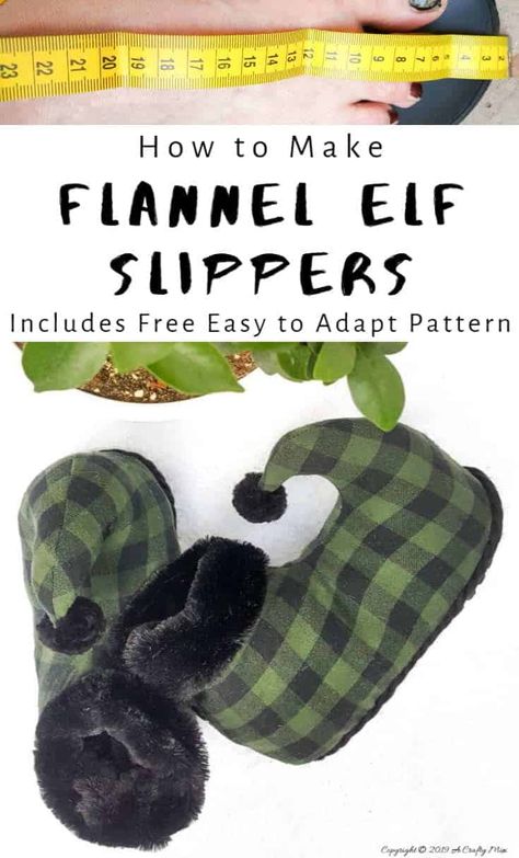 Elf Shoes Pattern, Flannel Diy, Sewing Slippers, Elf Slippers, Comfy Flip Flops, Novelty Gifts For Men, Elf Shoes, Diy Slippers, Slippers Pattern