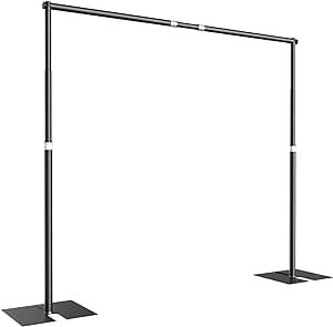 EMART Pipe and Drape Backdrop Stand Kit 8.5x10ft, Heavy Duty Backdrop Stand with Metal Steel Base Adjustable Background Support System for Photography, Wedding, Party - Black Drape Backdrop, Photo Backdrop Stand, Pipe And Drape Backdrop, Pipe And Drape, Video Studio, Outdoor Event, Support System, Backdrop Stand, Photography Wedding