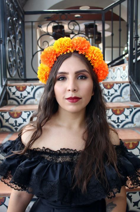 Mexican Floral Crown, Marigold Flower Crown, Day Of The Dead Flower Crown, Marigold Headpiece, Marigold Crown, Mexican Headpiece, Mexican Flower Crown, Flower Crown Birthday, Frida Kahlo Flower Crown