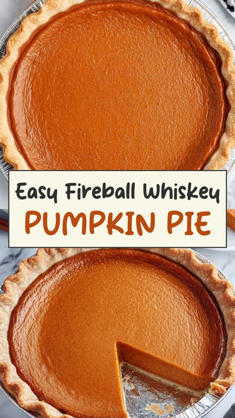 Fireball Whiskey Pumpkin Pie, Unique Fall Pie Recipes, Whiskey Apple Pie, Fireball Apple Pie Recipe, Fireball Pumpkin Pie Recipe, Fireball Pumpkin Pie, Bourbon Pumpkin Pie, Whiskey Desserts, Unique Thanksgiving Recipes