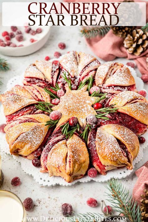 Cranberry Orange Star Bread, Chocolate Star Bread Pantry Mama, Star Cinnamon Rolls, Cranberry Blueberry Bread, Best Cranberry Bread Recipe, Snowflake Cinnamon Bread, Cinnamon Snowflake Bread, Christmas Star Bread Recipe, Christmas Bread Basket