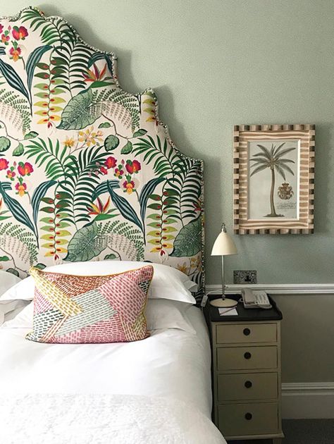 Kit Kemp at the Covent Garden Hotel Floral Headboard, Headboard Inspiration, Kit Kemp, Headboard Designs, Bedroom Headboard, Covent Garden, Upholstered Headboard, Beautiful Bedrooms, Living Room Wall