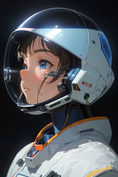 Astronaut Anime Art, Anime Astronaut Character Design, Astronaut Cosplay, Space Uniform, Anime Astronaut, Character Drawing Ideas, Female Astronaut, Astronaut Baby, Space Hair