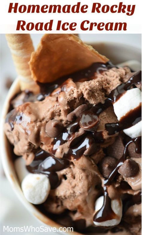 Homemade Rocky Road Ice Cream, Homemade Rocky Road, Rocky Road Ice Cream, Rocky Road Recipe, Xmas Desserts, Medicine Tips, Ice Cream Maker Recipes, Amazing Desserts, Homemade Ice Cream Recipes