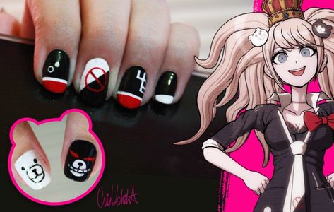 Danganronpa Nails, Pikachu Nails, Asia Nails, Anime Nail, Kawaii Nail Art, Spike Chunsoft, Junko Enoshima, Special Nails, Anime Nails