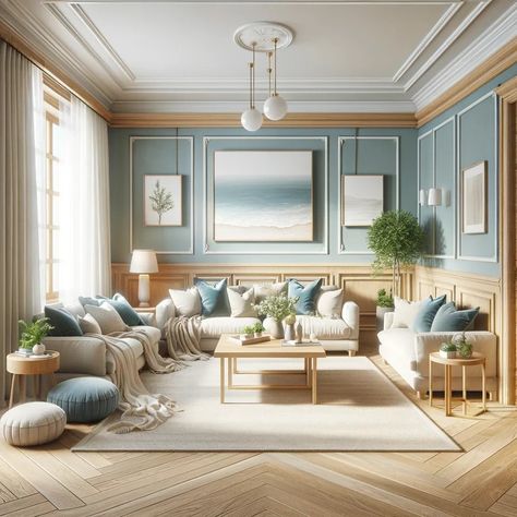 16 Wall Colors to Revamp Spaces with Light Wood Trim Colors That Go With Wood Trim, Wood Trim Living Room, Light Wood Trim, Cream Walls, Roof Colors, Front Door Colors, Cool Undertones, Coastal Blue, Wood Panel Walls