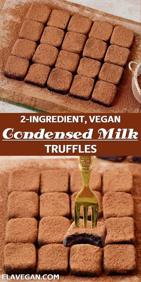 Chocolate Fudge With Condensed Milk, Condensed Milk And Cocoa Powder, Condensed Milk Truffles, Fudge Recipe Condensed Milk, Sweetened Condensed Milk Desserts, Fudge With Condensed Milk, Vegan Sweetened Condensed Milk, Condensed Milk Recipes Desserts, Ella Vegan