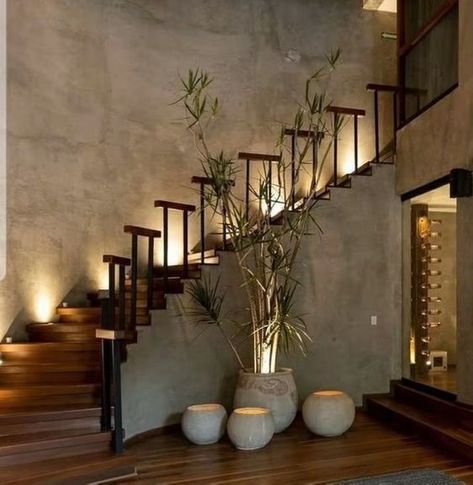 Staircase Wall Painting, Wood Wall Design, Moss Decor, Staircase Wall, House Construction Plan, Modern Staircase, Rustic Farmhouse Style, Outdoor Lights, Barn House Plans