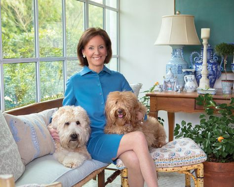 Cathy Kincaid, Gracie Wallpaper, Flower Magazine, Bright Blue Dresses, Paisley Wallpaper, Design Theory, Interior Design Photos, Beloved Dog, Antique Textiles