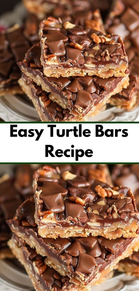 Need dessert recipes? Check this! This easy turtle bars recipe is perfect for quick and easy dessert recipes. A no baking dessert ideal for family dinners. Turtle Bars Recipe, Baking Dessert Recipes, Turtle Dessert, Quick And Easy Dessert Recipes, Turtle Bars, Pecan Bars, Dessert Bar Recipe, Candy Recipes Homemade, Caramel Pecan