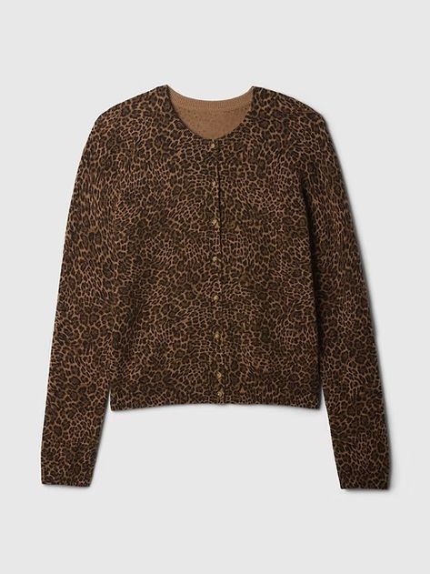 CashSoft Cardigan | Gap Cheetah Cardigan, Leopard Cardigan, Leopard Print Cardigan, Chunky Knitwear, Brown Leopard, Formal Shirts For Men, Newborn Dresses, Printed Cardigan, Party Tops