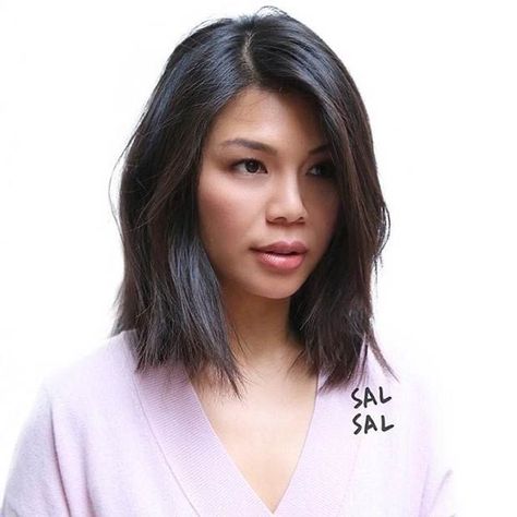 Lob Haircut Asian, Lob Haircut Straight, Haircut Asian, Angled Bob Haircuts, Long Bob Haircuts, Lob Hairstyle, Lob Haircut, Round Face Haircuts, Haircuts Straight Hair