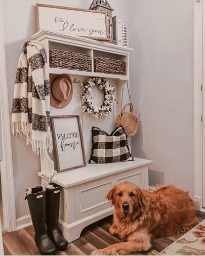 Entryway Hall Tree Bench, Entryway Tree, Farmhouse Hall Trees, Mud Bench, Entryway Bench Decor, White Hall Tree, Diy Farmhouse Ideas, Farmhouse Life, Hall Tree Bench