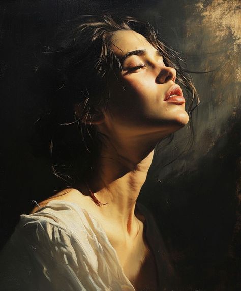 Portrait Refrence Face, Head Turn Reference Photo, Woman Looking Up Reference, Powerful Woman Portrait, Oil Painting Portrait Realistic, Friendship Wallpaper, Reference Photos For Artists, Art Photography Portrait, Silhouette Wall Art