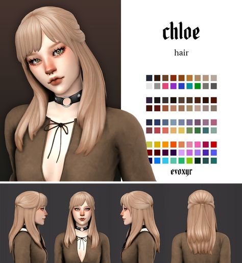 chloe hair | evoxyr on Patreon Sims 4 Hair With Bangs, Ts4 Cc Hair Maxis Match, Sims 4 Maxis Match Hair, Ts4 Hair, Pelo Sims, Sims 4 Mm Cc, Sims 4 Expansions, Sims 4 Cc Folder, Sims 4 Gameplay