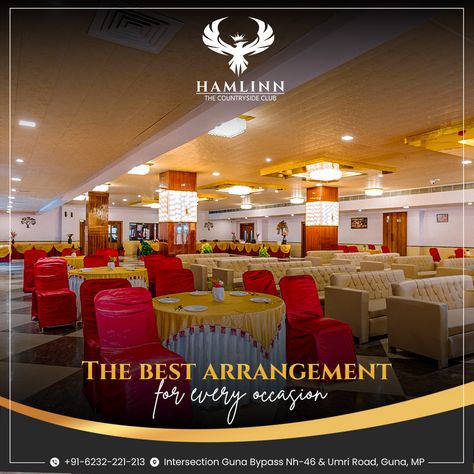 Make your wedding a night to remember with our exquisite banquet hall. Contact us to start planning today! Reach Us At : Email Us : hamlinnindia@gmail.com Call Us : +91-6232-221-213 Website : https://hamlinn.in/ #hamlinn #hamlinnresort #gunaresort #resort #resortinguna #bestresort #luxuriousresort #luxury #HamlinnResortGunaMP #hamlinnguna #hamlinn #guna #gunamp #madhyapradesh #gwalior #bhopal #placesinguna #sagar #luxuriousresort #luxurtstay #luxurystaycation #luxuryhomes #comfortablerooms Banquet Hall Creative Post, Banquet Hall Social Media Post, Banquet Hall Poster Design, Banquet Hall Ads, Banquet Hall Creative Ads, Bold Eagle, Vray Render, Function Hall, Hall Interior Design