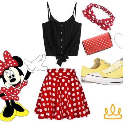 Minnie Mouse Disneybound! I love this cute disneybound collage- it's seriously one of my favorites. If you're a casual disneybounder like me, this one is perfect for whatever you have planned today! Theme Park Style - Inclusive. Immersive. Fun. Disney Bounding Minnie Mouse, Minnie Disneybound, Minnie Mouse Disneybound, Cinderella Disneybound, Disney Princess Inspired Outfits, Disney Bound Outfits Casual, Princess Inspired Outfits, Yellow Converse, Disney Themed Outfits