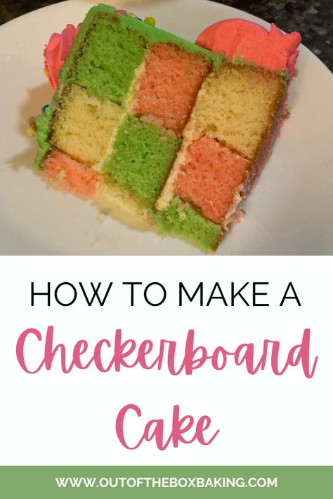 Checker Board Cake Recipe, Checkered Cake How To Make A, Checkerboard Cake Recipe, Check Board Cake, How To Make A Checkerboard Cake, Checkerboard Cake Tutorial, Checkered Cake Inside, Checkered Birthday Cake, Checker Cake