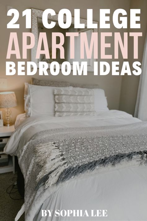 My daughter is moving in to her first college apartment and I wanted to find some ideas for her to use. These college apartment bedroom ideas are going to be perfect for her. Furniture For College Apartment, Decorating College Apartment, Student Apartment Bedroom, Female College Apartment Decor, College Apartment Bedroom Organization, College Student Bedroom At Home, College House Bedroom Ideas, Modern College Apartment Decor, Dorm Apartment Ideas