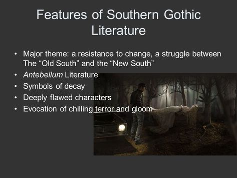 What is Southern Gothic ?. Background Sub-genre of the Gothic style ... #screenwriting #screenwriting #aesthetic Southern Gothic Writing, Goth Literature, Writing Gothic, Western Gothic Aesthetic, Southern Gothic Fashion, Regional Gothic, Southern Gothic Literature, Gothic History, Frankenstein By Mary Shelley