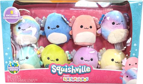 Axolotl Squad the Axolotl, Box Set Squishmallows Axolotl| SquadApp Squishmallows Axolotl, Kylie Bedroom, Squish Mallow, Cute Squishies, American Doll Clothes, American Doll, Lovely Things, Toy Boxes, Box Set