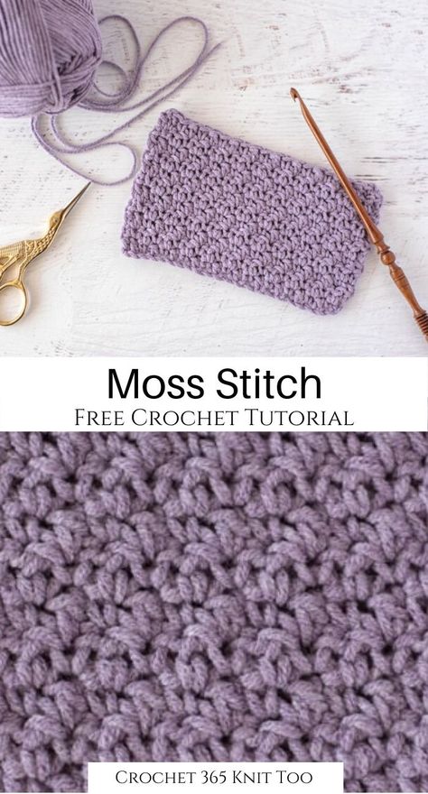 This free soft moss stitch crochet tutorial is super helpful! I just LOVE Crochet 365 Knit Too's amazing crochet stitch tutorials! #crochet #crochet365knittoo #crochettutorial #crochetpattern #freecrochettutorial #freecrochetpattern #freecrochet #funcrochet #easycrochet #learntocrochet #howtocrochet #crochetstitches #basiccrochet #crochetbasics #beginnercrochet #crochetforbeginners #mossstitch #crochetmossstitch #freecrochetstitchtutorial Crochet Moss Stitch, Moss Stitch Crochet, Crochet Moss, Crochet Needlework, Crochet Slipper Pattern, Amazing Crochet, Basic Crochet, Hand Crafts, Crochet Dresses