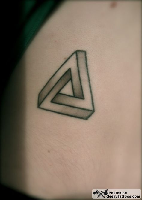 Triangle Tatoo, Penrose Triangle Tattoo, Geeky Tattoos, Bro Tattoos, Open World Games, Geek Tattoos, Egyptian Eye Tattoos, Impossible Triangle, Penrose Triangle