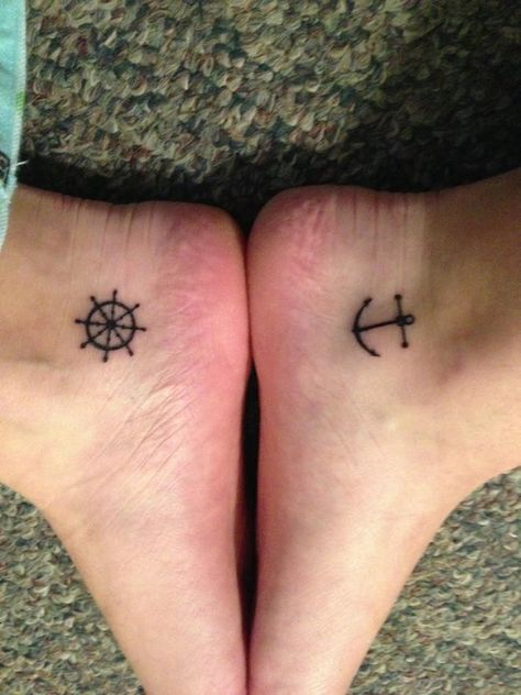 Small Bff Tattoos, Wheel Tattoo, Music Notes Tattoo, Anker Tattoo, Anchor Tattoos, Note Tattoo, Muster Tattoos, Bff Tattoos, Friendship Tattoos