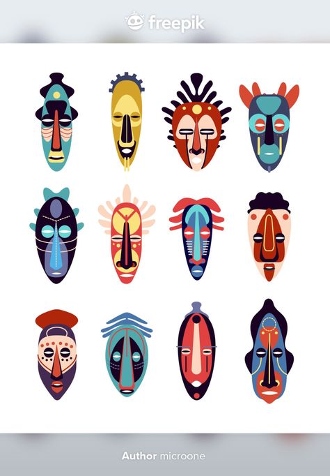 African Drawings, Tiki Totem, African Crafts, Afrique Art, Tiki Mask, Creation Art, Face Illustration, African Mask, Pixel Pattern