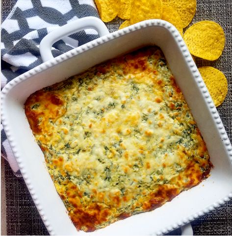 Lightened-Up Spinach Artichoke Dip - Lite Cravings Hot Spinach Artichoke Dip, Delicious Dips, Artichoke Dip Recipe, Popular Side Dishes, Spinach Artichoke Dip, Spinach Dip, Man Food, Artichoke Dip, Spinach Artichoke