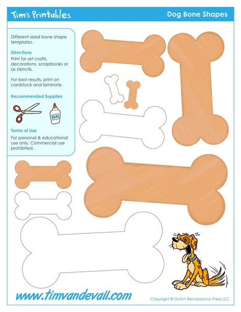 Printable dog bone templates for a dog-theme art craft or activity. Download these templates for school, art class, or home hobby projects. Dog Bone Template, Bone Template, Preschool Pets, Wolf Party, Dog Template, Felt Craft Projects, Felt Dog, Printable Dog, Bone Crafts