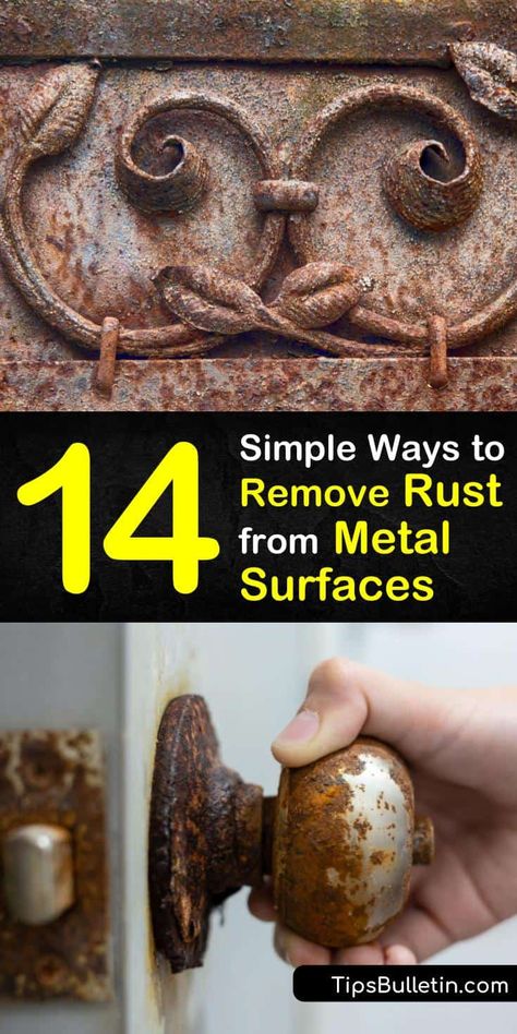 Rust remover products are great at removing rust from metal, but are not the only option. Other choices for eliminating rust stains include lemon juice, wire brush, salt, baking soda, vinegar, and plenty of elbow grease. #removingrust #rust #metal Clean Rust Off Metal, Rust Off Metal, Natural Odor Remover, Clean Rust, Baking Soda Benefits, Remove Rust, How To Clean Rust, Baking Soda Beauty Uses, Rust Removers