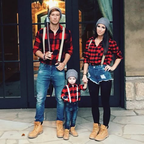 Halloween Costumes With Baby, Lumberjack Halloween, Costumes With Baby, Family Halloween Costumes With Baby, Lumberjack Costume, Family Costumes For 3, Matching Family Halloween Costumes, Family Themed Halloween Costumes, Toddler Boy Costumes